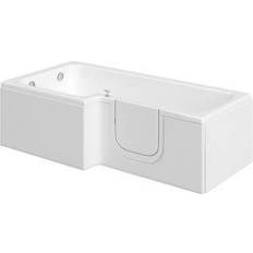 Cooke & Lewis Acrylic Right-Handed L-Shaped Walk-In White Shower Tap Hole Bath L1700mm