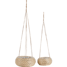 Pots on sale Beliani Handwoven Set of 2 Seagrass Hanging Plant Pots Planters Natural Remora