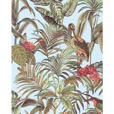 Profhome DE120014-DI Birds wallpaper wall shiny blue green 5.33 m2