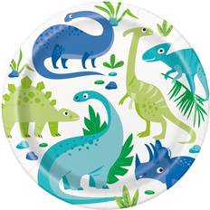Unique Party Paptallerkener Dinosaurer 8-stk