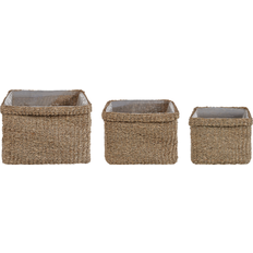 Pots, Plants & Cultivation Beliani Handwoven Set of 3 Seagrass Plant Pots Planters Natural Accessory Rivuline