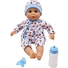 Dolls World Baby Joy dukkedreng m/bean bag & lukkeøjne 38 cm
