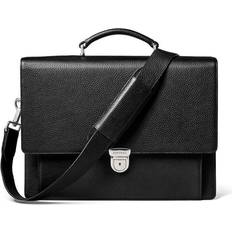 Briefcases Aspinal of London Mens Full-Grain Leather Black City Laptop Briefcase