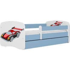 Juniorseng med skuffe og madras Babydreams juniorseng med racerbil, madras, sengehest, skuffe