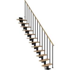 Billig Straight Stairs Dolle Dublin Ligeløb Sort Classic II Lakeret Eg-61-12 240-292 cm