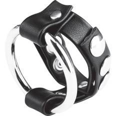 Blue Line C&B Gear penisring i metall med justerbar testikelrem Svart