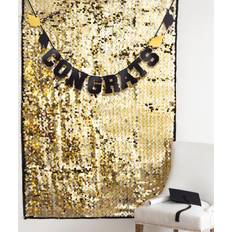 Amscan Graduation Paillette Backdrop Set, 72" x 48" Gold