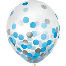 Amscan 12 in. Blue and Silver Confetti Balloons (4-Pack)