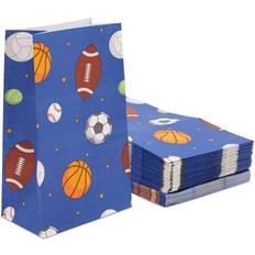 Birthday supplies Blue Panda Sports Paper Party Favor Treat Bags for Kids Birthday Supplies (36 Pack)