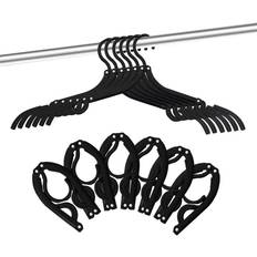 Folding clothes drying rack 12 PCS Travel Hangers Portable Folding Clothes Hangers Travel Accessories Foldable Clothes Drying Rack for Travel (Black)