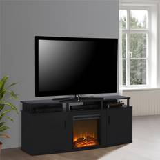 70 inch electric fireplace Carson Transitional Black Electric Fireplace TV Console