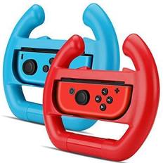 Wheels & Racing Controls tnp wheel joy-con controller for nintendo switch (set of 2) racing steering wheel controller accessory grip handle kit attachment switch (red