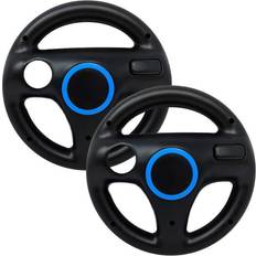 Old Skool Mario Kart Racing Wheel Compatible with Wii and Wii U 2 Pack Black