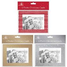 Silver Cards & Invitations The Home Fusion Company 6 Pack Of 4" X 6" Photo Christmas Cards With Envelopes Silver Red Or Gold/Gold