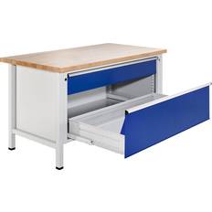 ANKE Workbench, frame construction, 2 XXL drawers, steel covered worktop, full extension