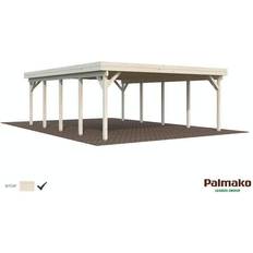 Carport med redskabsrum Palmako Karl carport hvid grundbehandlet tag (Areal )