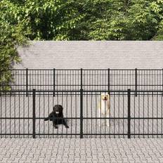 vidaXL Dog Kennel Steel 56.45 mÂ² - Black