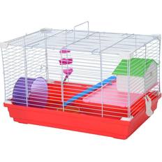 Pawhut Hamster Cage Pet Animal Travel Cage Box Double Layers