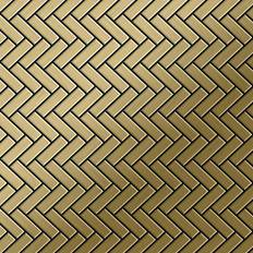 Alloy Mosaic tile massiv metal Titanium Gold brushed gold 1.6mm thick Herringbone-Ti-GB