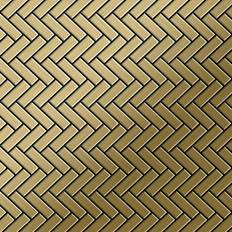 Gold Mosaic tiles Mosaic tile massiv metal Titanium Gold brushed gold 1.6mm thick Herringbone-Ti-GB