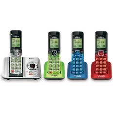 Landline Phones vtech cs6529-4b 4-handset dect 6.0 cordless phone with answering system and caller id, expandable up to 5 handsets, wall-mounta