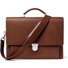 Briefcases Aspinal of London Mens Tobacco Brown Pebble Leather City Laptop Briefcase