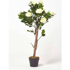 White Potted Rose Tree Artificial Plant with lifelike