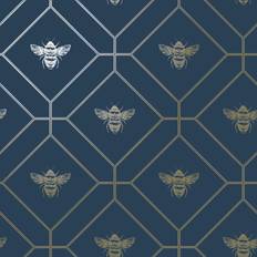 World of Wallpaper Honeycomb Bee Wallpaper Navy World of Wallpaper 50401