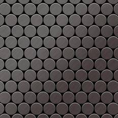 Alloy - Mosaic tile massiv metal Titanium Smoke brushed dark grey 1.6mm thick Dollar-Ti-SB