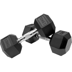 Cast Iron Rubber Hexagonal Dumbbell 15kg