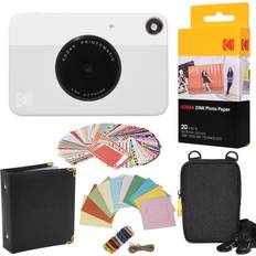 Kodak Polaroidkameror Kodak Printomatic Instant Camera (Grey) Gift Bundle Zink Paper (20 Sheets) Case 100 Sticker Border Frames Hanging Frames Album