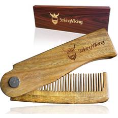 Beard Brushes Striking Viking Folding Wood Comb by Striking Viking Great for Head Hair Beards and Mustaches Anti-Static EDC Wooden Styling Comb for Men All Natural Sandalwood Scent