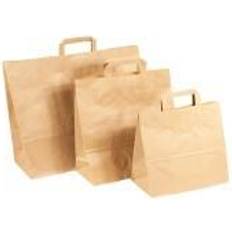 NORDIC Brands Papir pose, brun med hank, 260 x 140 x 320 mm, æske a 200 stk