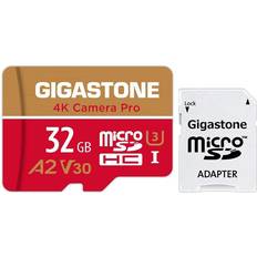 Micro sd kort 32 gb Gigastone 32 GB Micro SD-kort MicroSD A2 V30 UHS-I U3 C10, 4K UHD videoinspelning, 4K spel, läs/skriv 95/35 MB/s, med MicroSD till SD-adapter för Nintendo Dashcam Gopro Canon Nikon kamera drönare Wyze