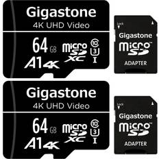 Drönare 4k Gigastone Micro SD-kort 64 GB 2-pack, 4K UHD video, övervakningskamera actionkamera drönare professionell, 90 MB/s Micro SDXC UHS-I A1 klass 10