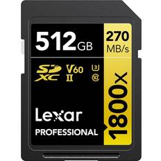 LEXAR Memory Cards LEXAR Professional GOLD Series SDXC Class 10 UHS-II U3 V60 270/180MB/s 512GB (1800x)