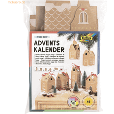 Folia folia 9385 – Adventskalenderset "Hygge Dorf" gör-det-själv-pysselset med presentlådor för fyllning, 24 hus att hänga upp eller ställa upp, som present och speciell juldekoration, återanvändbar