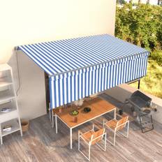 Aluminium Auvents de Terrasse Be Basic Auvent Rétractable Manuel Avec Store Banne Pliable Jardin Balcon Terrasse Extérieur Protection Contre Rayons UV 5x3 m