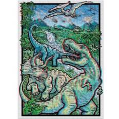 Jigsaw Puzzles Dinosaurs 3D-pussel för vuxna med roligt retro dinosaurietema (500 bitar) Inkluderar två par ''roarsome'' 3D-glasögon!