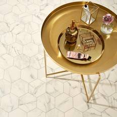 Billiga Vita Trägolv Tarkett Marble Bianco Hexagon White 3 m