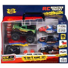 RC Cars New Bright 1:43 Remote Control Monster Truck RC Car 4-in-1 Ramp Set, Multicolor