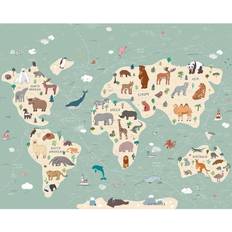 Wallpapers Ohpopsi Illustration of a Children’s World Map Wall Mural