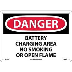 Danger Signs; Battery Charging Area No Smoking Or Open. 10X14, .040 Aluminum Multicolor