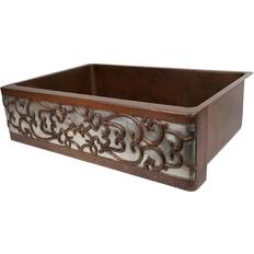 Bronze Kitchen Sinks Premier Copper Products 33" Single Bowl Apron-Front Hammered Front