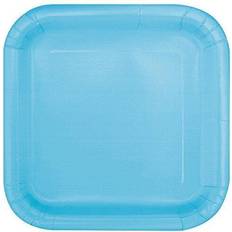 Unique Party 30900 18cm Square Baby Blue Party Plates, Pack of 16