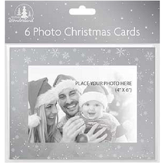The Home Fusion Company 6 Pack Of 4" X 6" Photo Christmas Cards With Envelopes Silver Red Or Gold/Silver