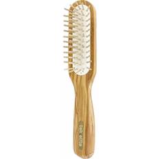 TEK Slim Rectangular Brush In Olive Wood With Pins