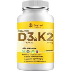 D3 +k2 Leaf Products Vitamin D3 & K2 Tablets D3 4000Iu Vitamin K2 100Mcg