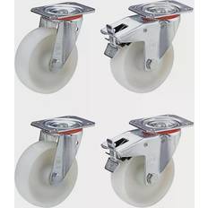 Roller 125 Wicke Nylon wheel, set, 2 swivel castors, 2 swivel castors with double stops, roller bearings, wheel Ã x width 125 x 38 mm