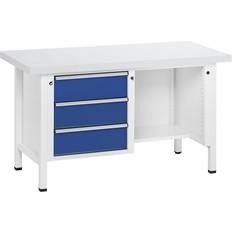 ANKE Workbench, frame construction, 3 drawers, Â½ shelf, universal worktop, full extension